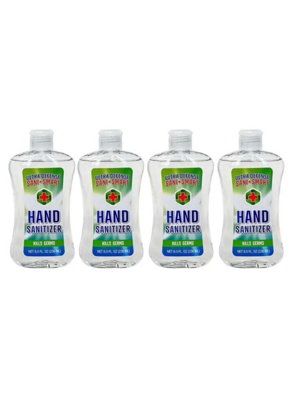 4 Pack Ultra Defense Sani + Smart Hand Sanitizer 8oz Each KILLS GERMS!!